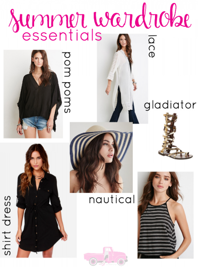 Looking for some fun summer trends to add to your closet? Check out these 6 Summer Wardrobe Essentials...lace, pom poms, gladiator sandals and more!